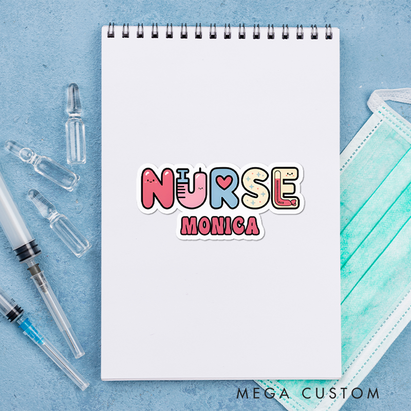 Personalized Nurse Stickers Adorable Nurse Personalized Sticker Funny Nurse Sticker Vinyl Die Cut Sticker