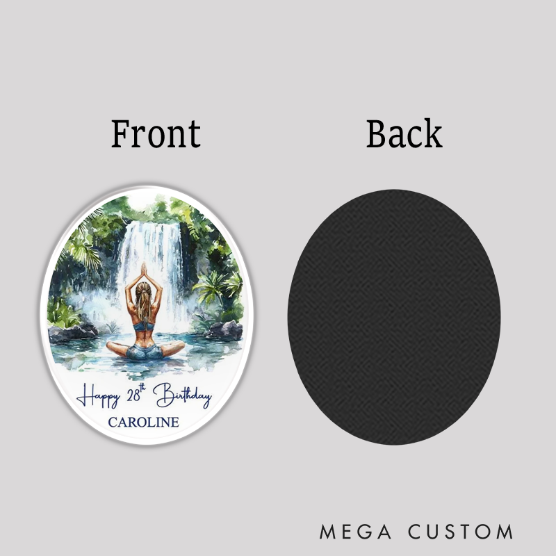 Personalized Yoga Refrigerator Magnets with Beautiful Waterfall Design Perfect Birthday Gift or Keepsake for Yoga and Nature Lover
