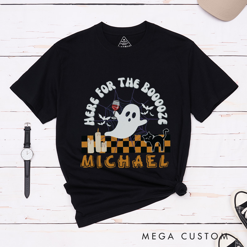 Personalized Here for the Booooze Funny Couple Matching Halloween T-Shirt