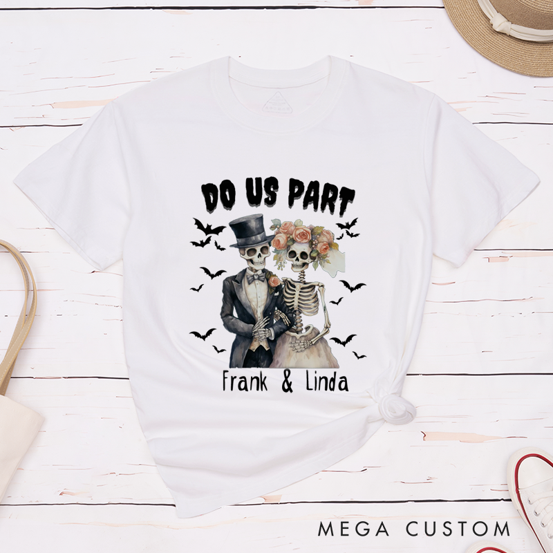 Personalized Skeleton Till Death Halloween Couple Matching T-Shirt