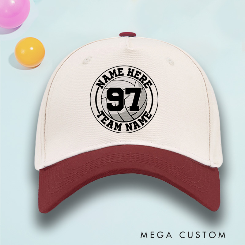 PersonalizedVolleyball 3D Cotton Two Tone Cap with Custom Team Name, Player Name and Number for Game Day
