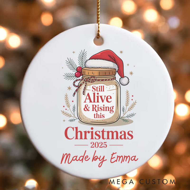 Personalized Sourdough Christmas Ornament 2025 Bread Starter Keepsake Ornament with Name Baking Holiday Decor Ornament for Baking Lover Gift