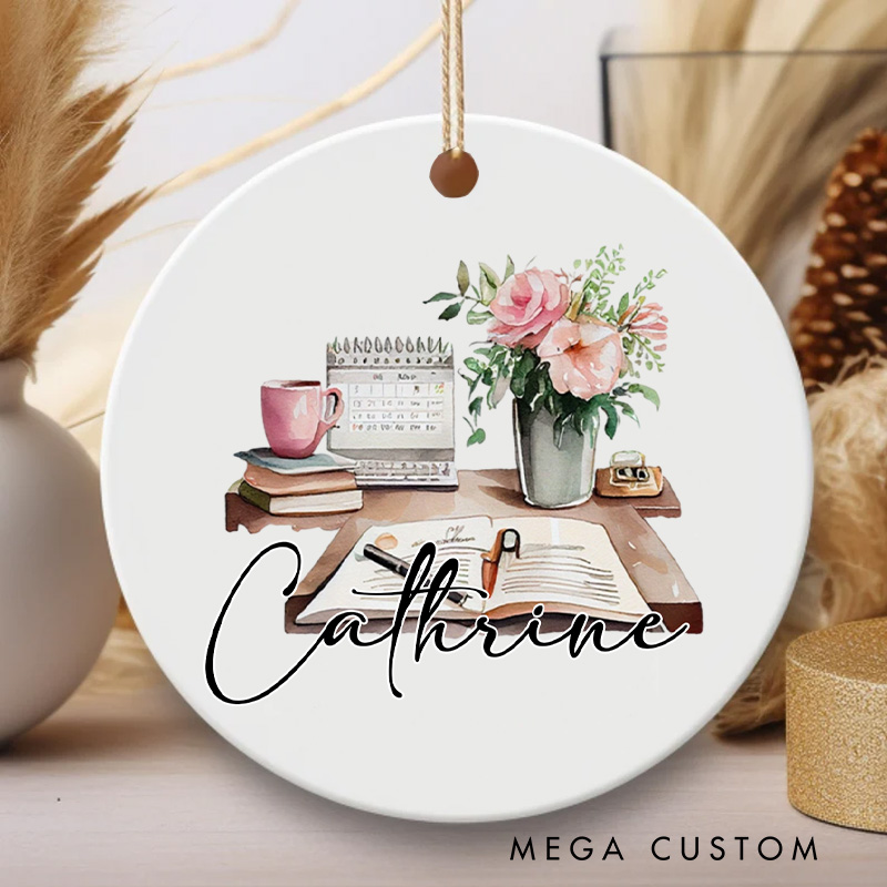 Personalized Book Writer Christmas Ornament Small Literary Ornament Writer Ornament Holiday Decor for Book Lover Gift Librarian Gift