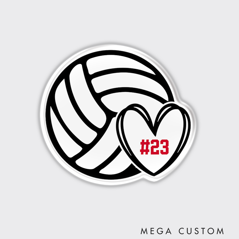 Personalized Volleyball Heart Number Design Fridge Magnets with Custom Number