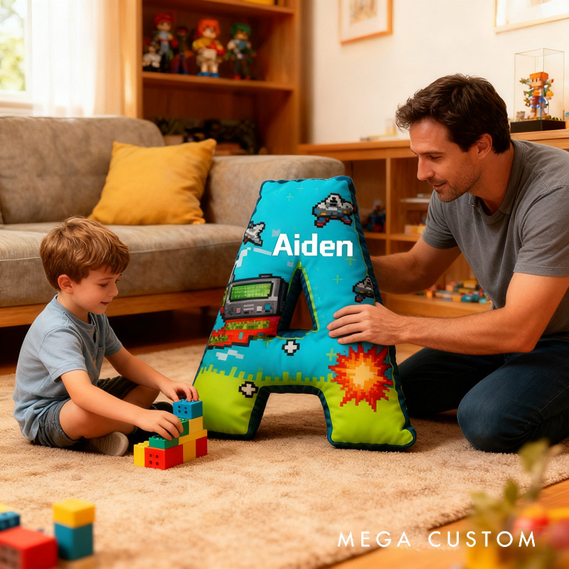 Personalized Game Letter Pillow for Game Lovers Plush Pillow Christmas Birthday Gift for Kids