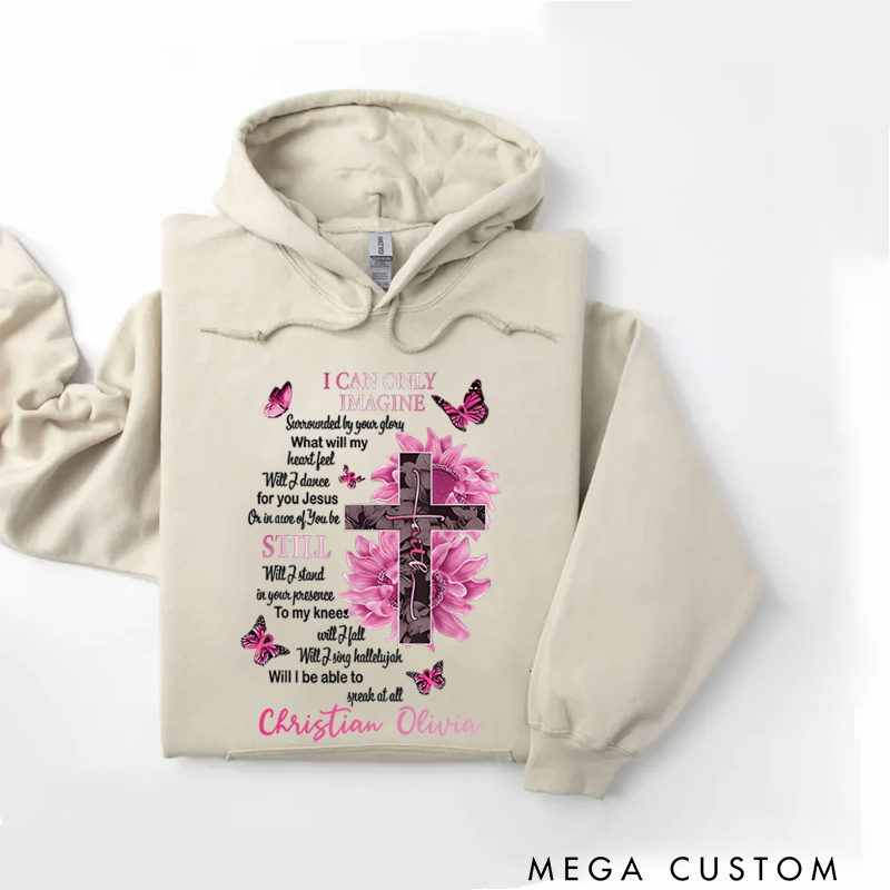 Personalized Classic Hoodies I Can Only Imagine Beautiful Cross and Flowers Graphic Hoodie
