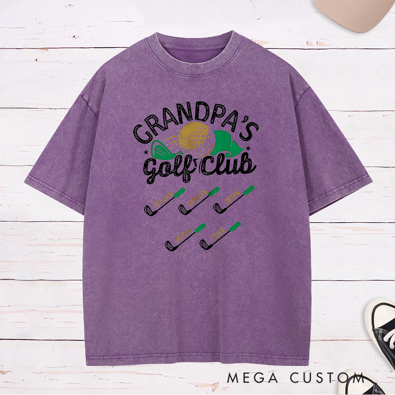 Personalized Golf Club Washed T-Shirt Add Your Kids’ Names Perfect Gift for Golf Enthusiast Parents