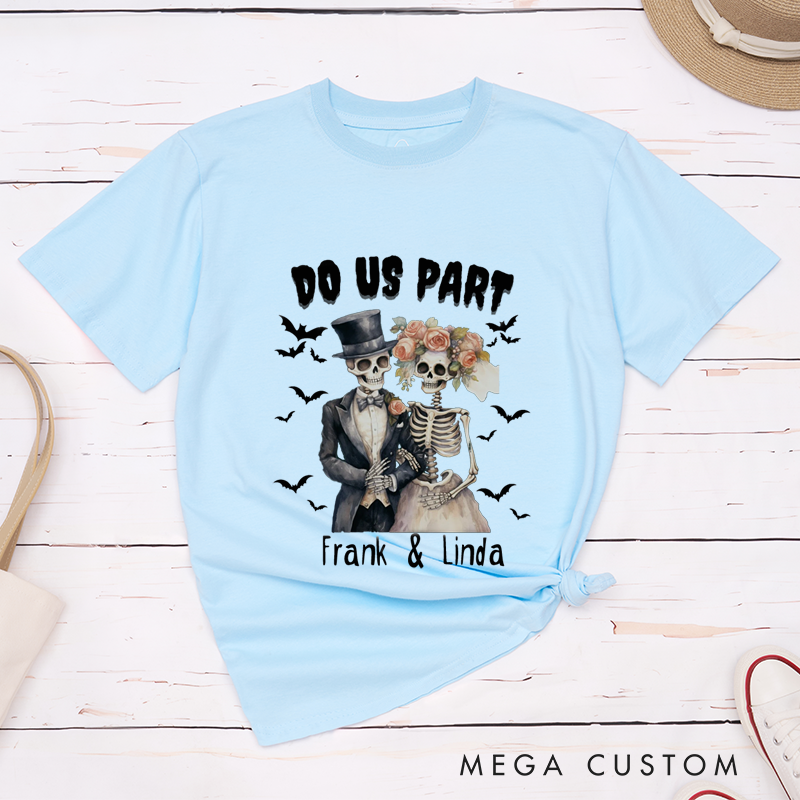 Personalized Skeleton Till Death Halloween Couple Matching T-Shirt