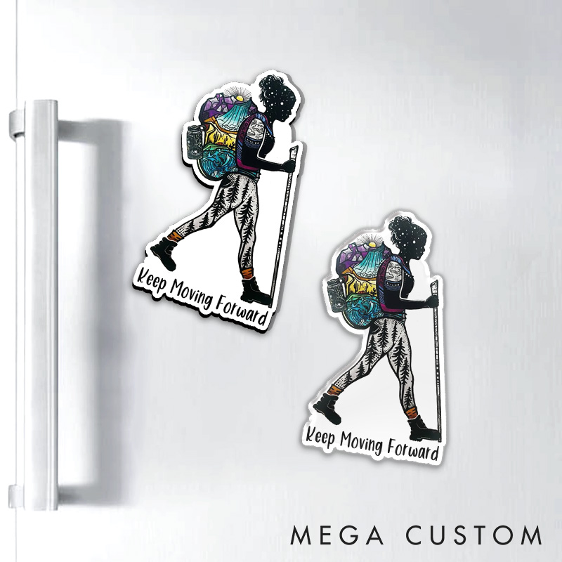 Personalized Hiker Girl Refrigerator Magnets Camping Adventure Magnets for Wanderlust Nature Travelers Outdoors Lover Gift