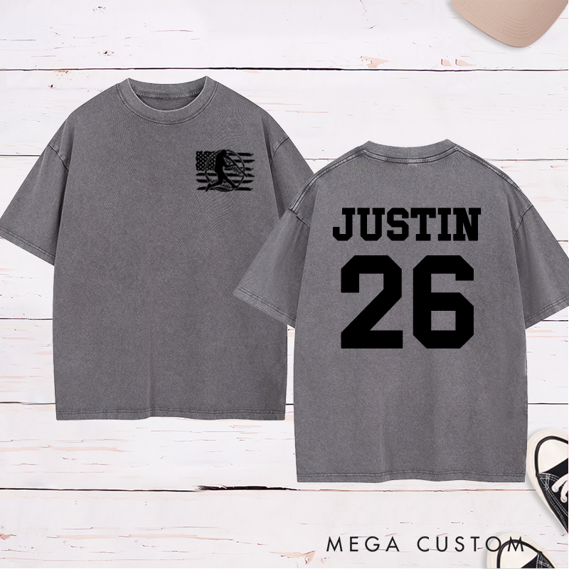 Personalized Team Spirit Washed T-shirt with Clean and Bold Name and Number Design