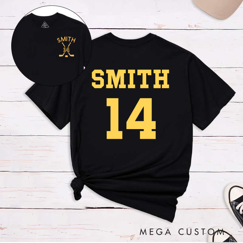 Personalized Ice Hockey T-Shirt With Custom Name and Number