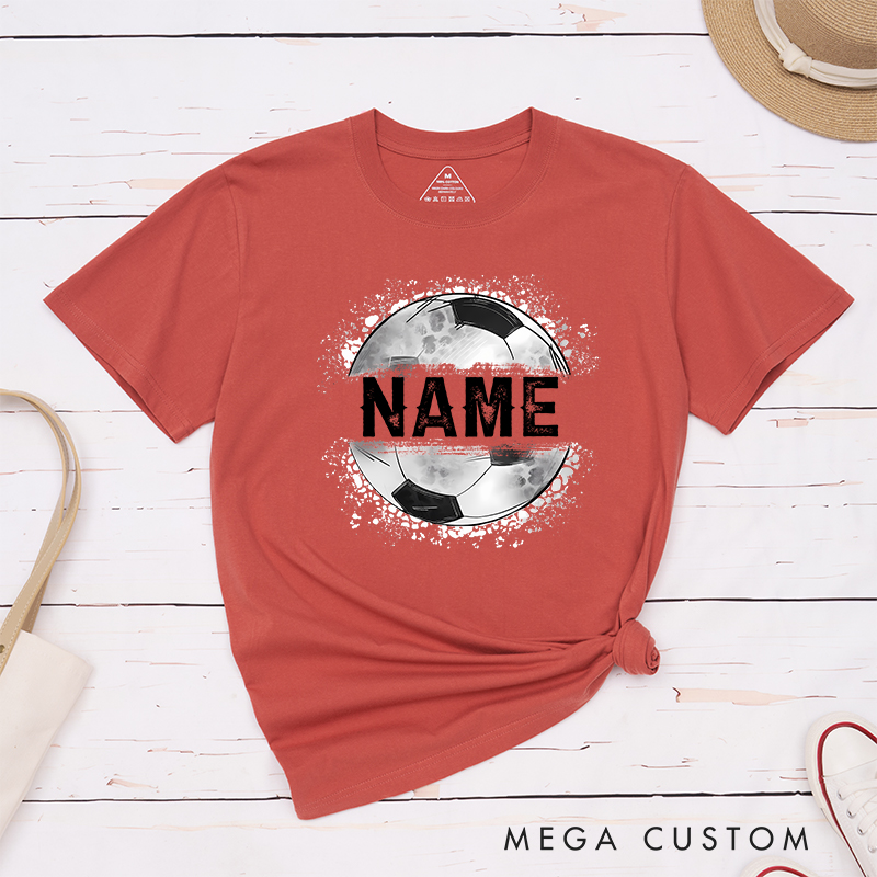 Personalized Athletic T-Shirt with Soccer Ball Graphic and Name  