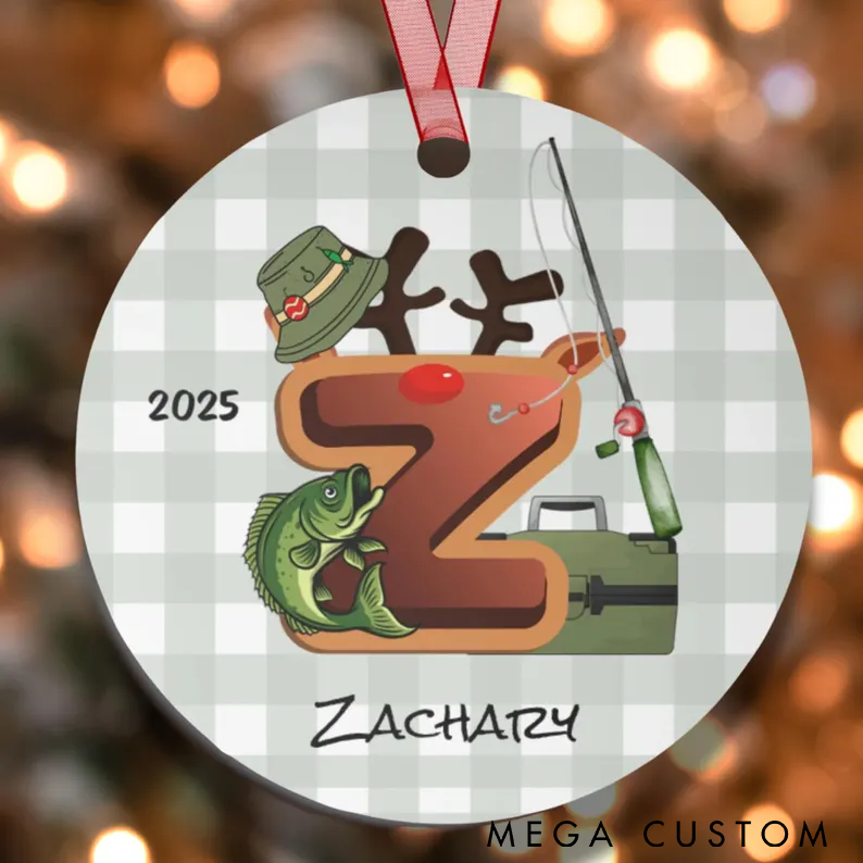 Personalized Fishing Christmas Ornament Letter Christmas Decor Custom Name Holiday Decoration for Fishing Enthusiasts Perfect Gift for Anglers