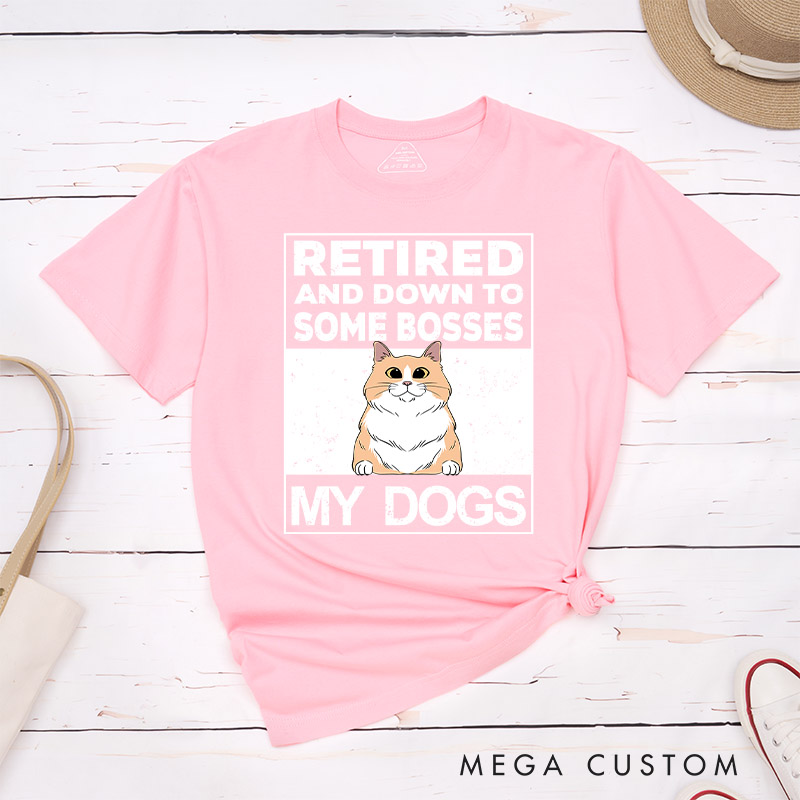 Personalized Cat Lover Retired and Down to One Boss T-Shirt