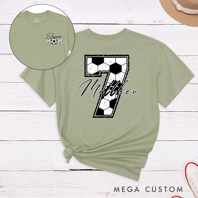Personalized Soccer Mom T-Shirt with Custom Name and Number Design