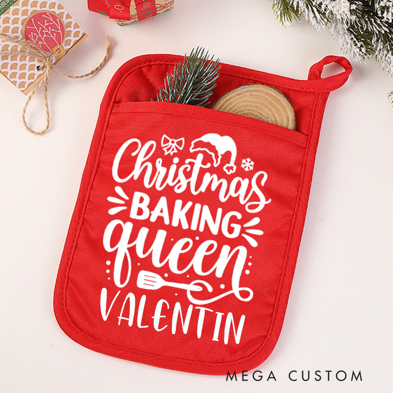 Personalized Christmas Baking Queen Pot Holders Custom Baking Potholder with Name Baking Lovers Gift for Baker Gift Christmas Gift