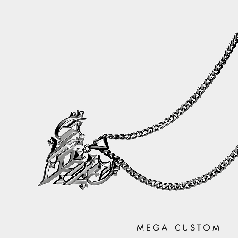 Gothic Style Personalized Name Pendant Necklace – Customizable Intricate Design for a Bold Statement