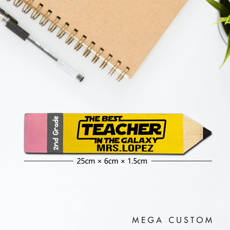 Personalized Teacher Desk Sign Best Teacher Name Plate Wood Pencil Sign Teacher Appreciation Gift