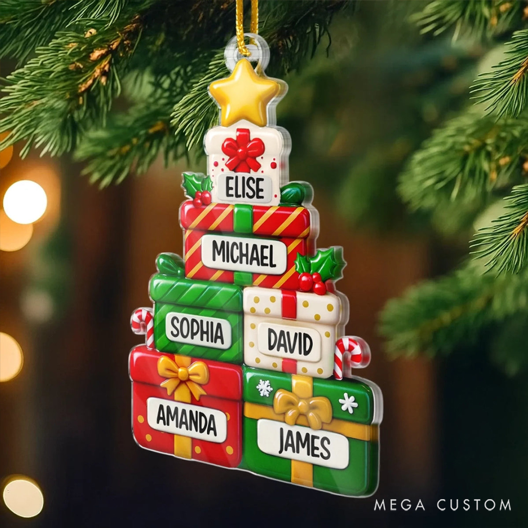 Personalized Acrylic Christmas Tree Shape Reunion Anniversary Christmas Lovely Ornament 