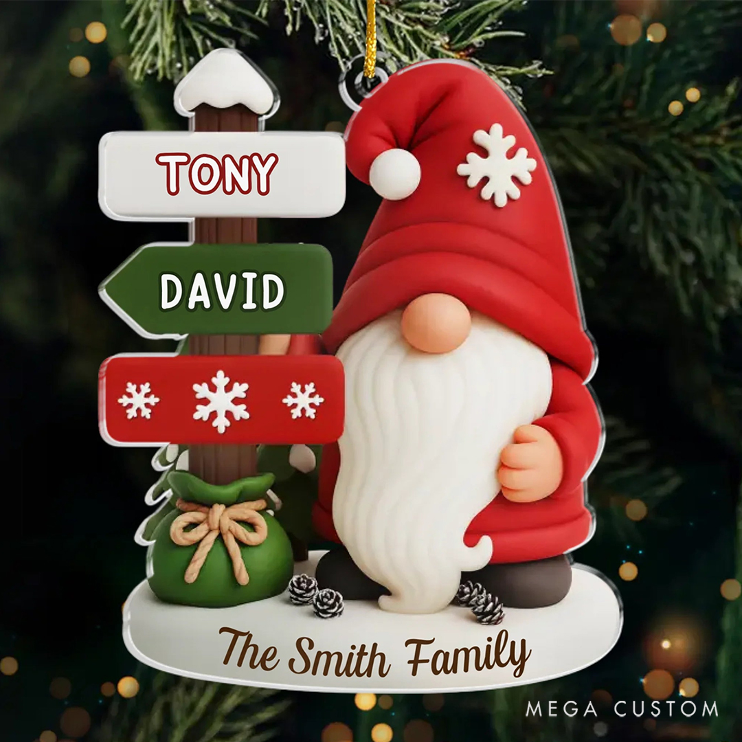 Personalized Acrylic Santa Gnome Shape Creating Lasting Memories Lovely Ornament 