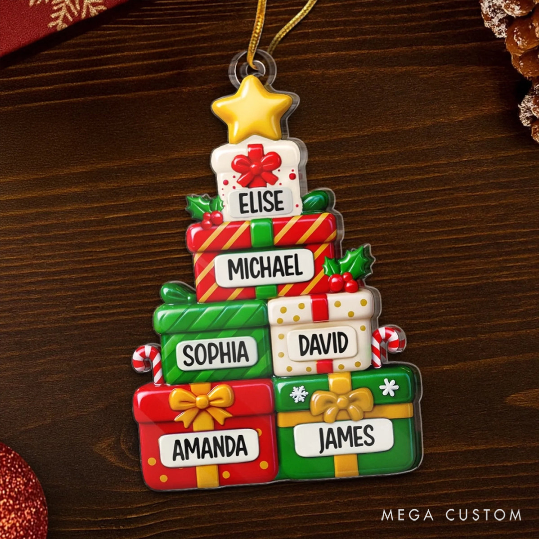 Personalized Acrylic Christmas Tree Shape Reunion Anniversary Christmas Lovely Ornament 