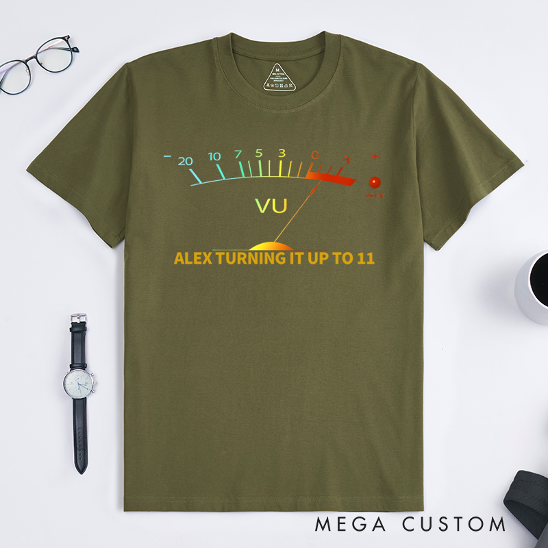 Personalized Classic T-Shirts Retro-Inspired T Shirt Featuring Vintage VU Meter Design Perfect for Audio Engineers Music Lovers T-Shirt