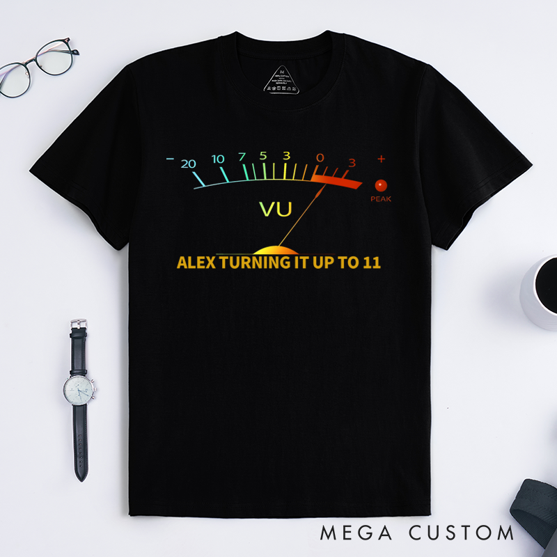 Personalized Classic T-Shirts Retro-Inspired T Shirt Featuring Vintage VU Meter Design Perfect for Audio Engineers Music Lovers T-Shirt
