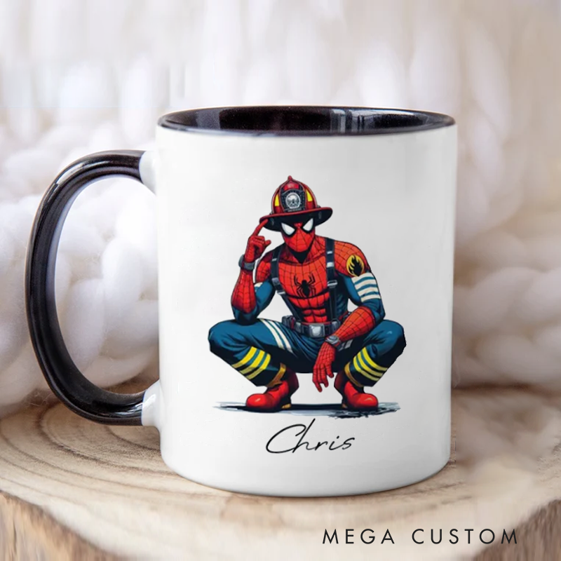 Personalized Firefighter Mug Superhero Firefighter Themed Coffee Mug Gift for Colleagues and Friends