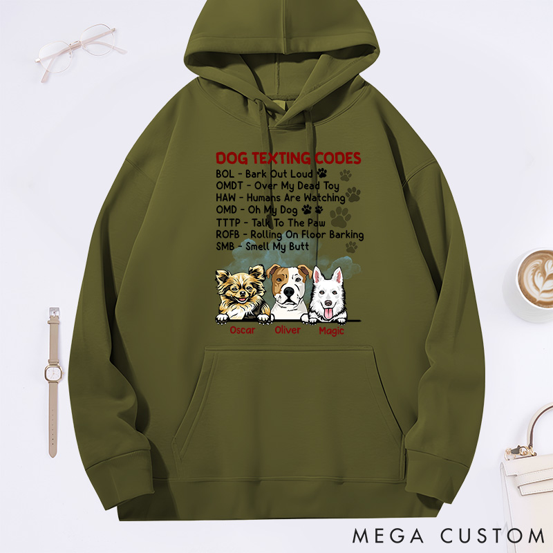 Personalized Dog Lover Dog Texting Codes Classic Hoodies