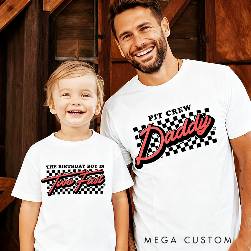 Personalized Racing Gifts Custom Pit Crew Shirts with Name Matching Mommy Daddy T-Shirts for Couple or Family