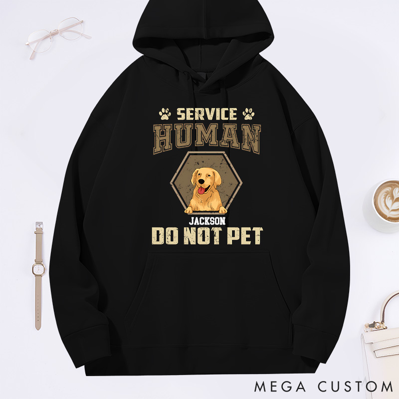 Personalized Dog Lover Retro Hexagon Service Human do Not Pet Classic Hoodies