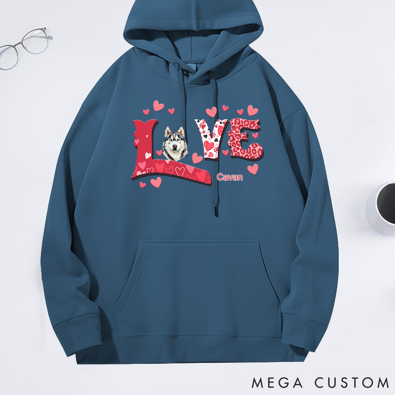 Personalized Dog Lover Love Heart Classic Hoodies