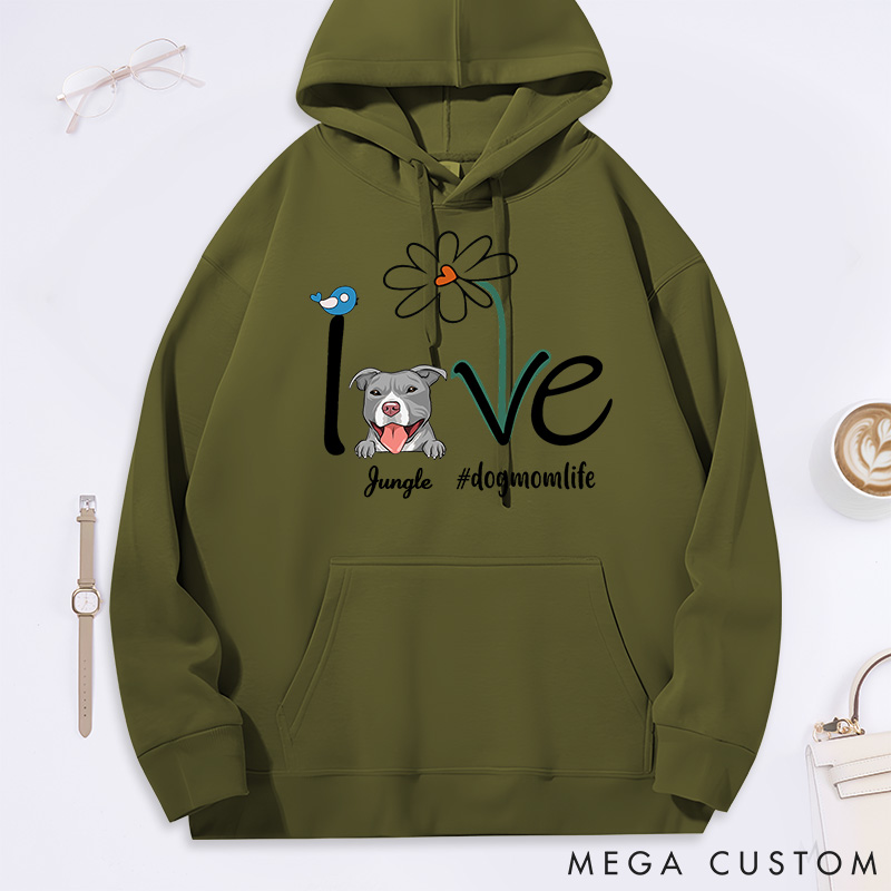 Personalized Dog Lover Flower and Love Classic Hoodies