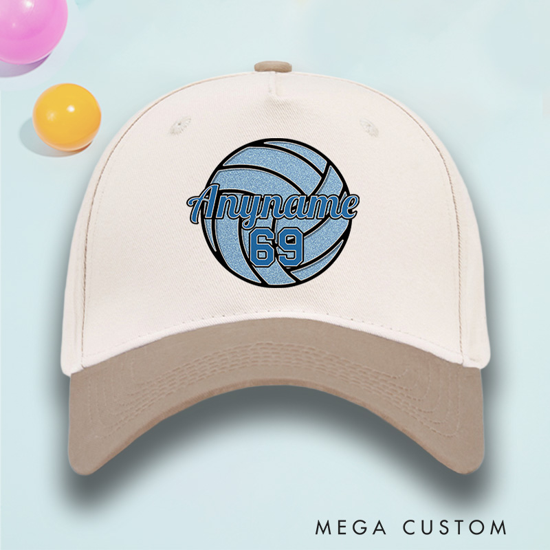 Personalized Volleyball Cotton Two Tone Cap with Custom Name and Number Design for Players and Fans