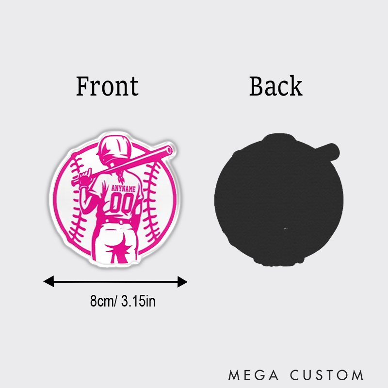 Personalized Female Baseball Player Fridge Magnet with Custom Name  