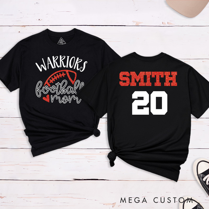 Personalized American Football Mom T-Shirts with Custom Team and Name on the Back