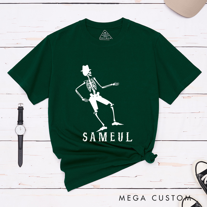 Personalized Elegant Skeleton Couple Halloween Matching T-Shirt Funny Skeleton Halloween Shirt For Lovers