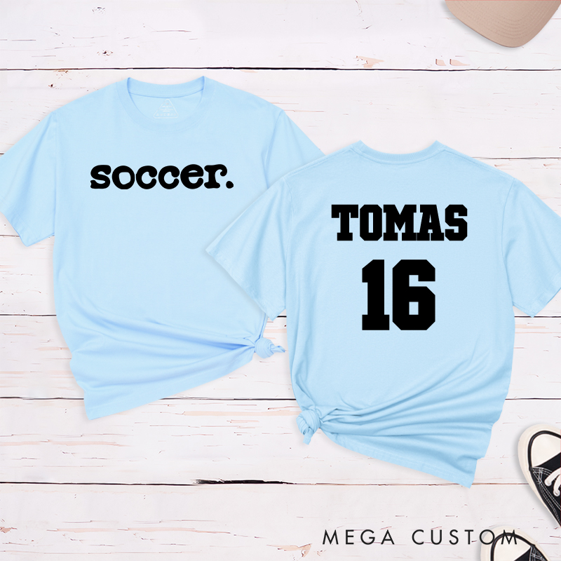 Personalized Minimalist Soccer T-Shirt with Custom Name and Number
