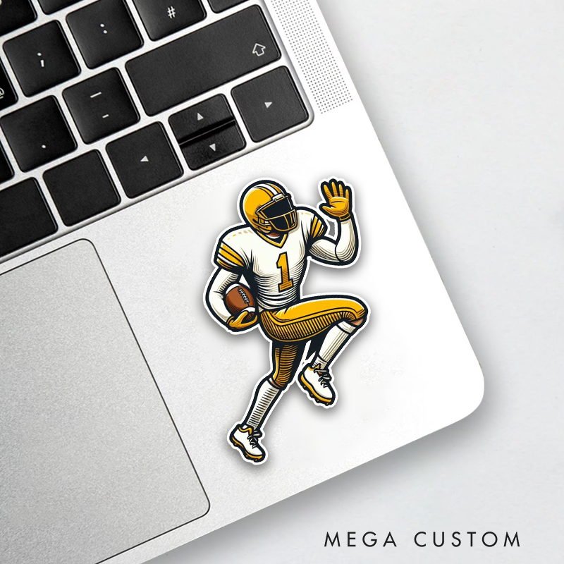Personalized American Football Player Sticker with Custom Number for Sports Enthusiasts