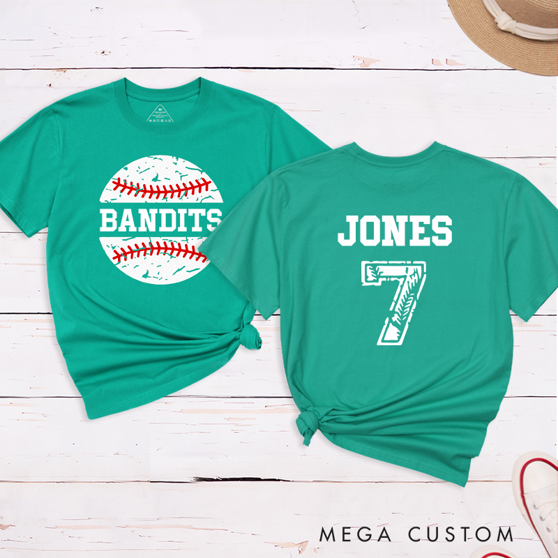 Personalized Baseball Team T-Shirt with Vintage Baseball Design and Custom Name and Number