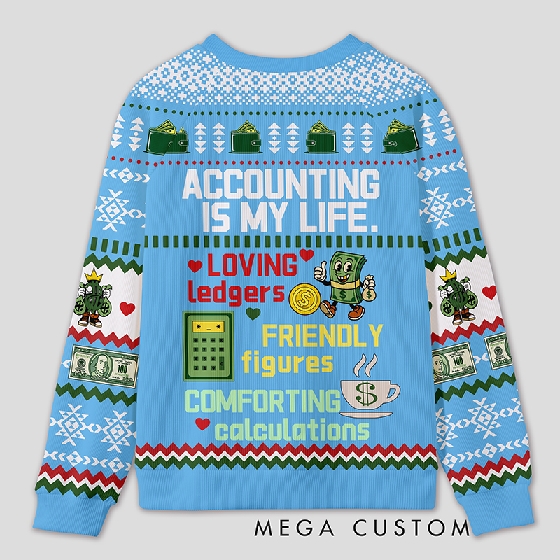 Personalized Accounting Humor Funny Ugly Sweater Office Holiday Party Gift for Finance Pros