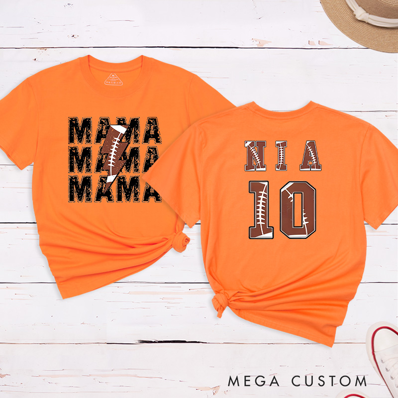 Personalized American Football and Rugby Mama T-Shirts with Custom Name and Number-The Perfect Gift for Mom or Grandma