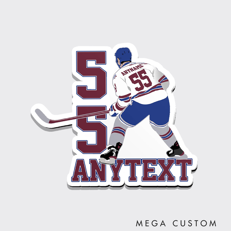 Personalized Ice Hockey Fan Fridge Magnet with Custom Name and Number Design