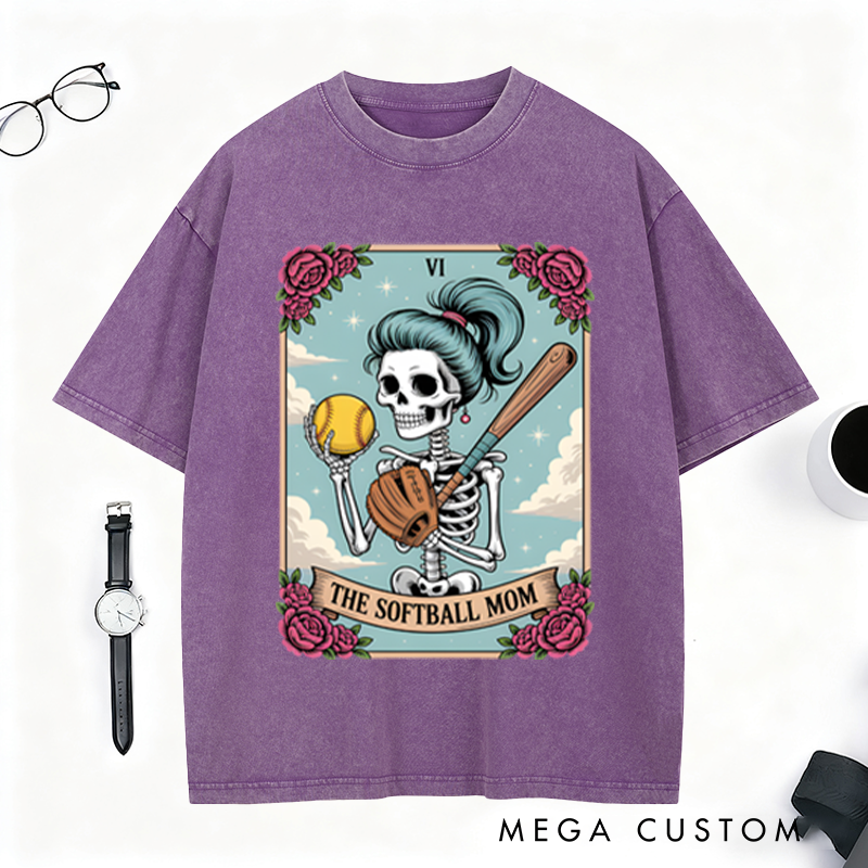 Personalized Softball Skeleton T-Shirt with Vibrant Floral Accents