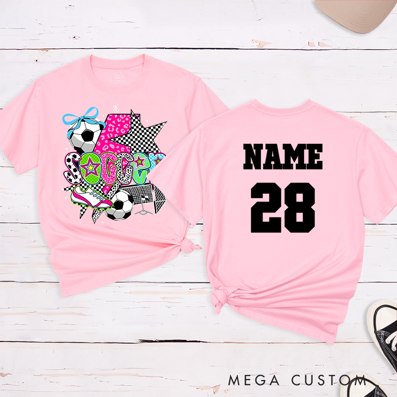 Personalized Star-Themed Soccer T-Shirt with Custom Name and Number