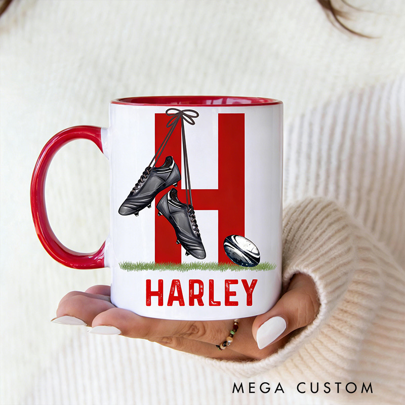 Personalized Rugby Mug with Custom Name for Athletes and Fans