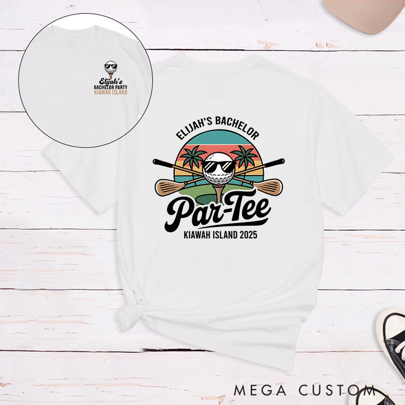 Personalized Golf Bachelor Party T-Shirt with Custom Name Location and Year Unique Gift for Golf Lovers