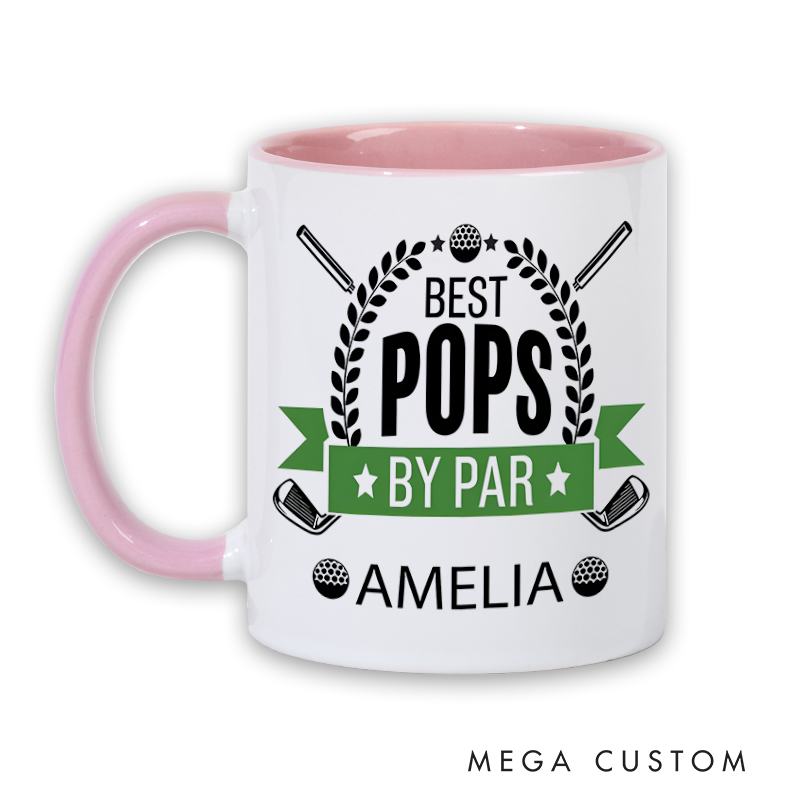 Personalized Golf Mug with "Best Pops By Par" Design Featuring Custom Name and Golf-Themed Decoration Thoughtful Gift for Golf-Loving Dads
