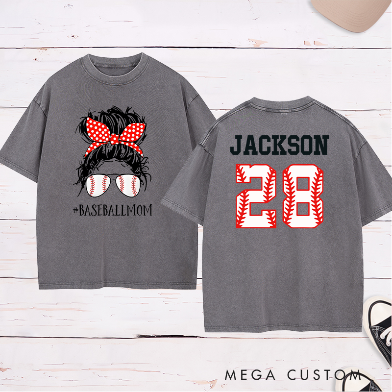 Personalized "BaseballLife" Trendy Washed T-Shirt with Custom Name