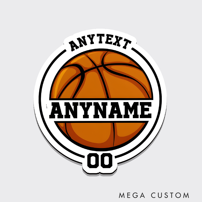 Personalized Basketball Refrigerator Magnet with Custom Name Number and Text Classic Hoop Design
